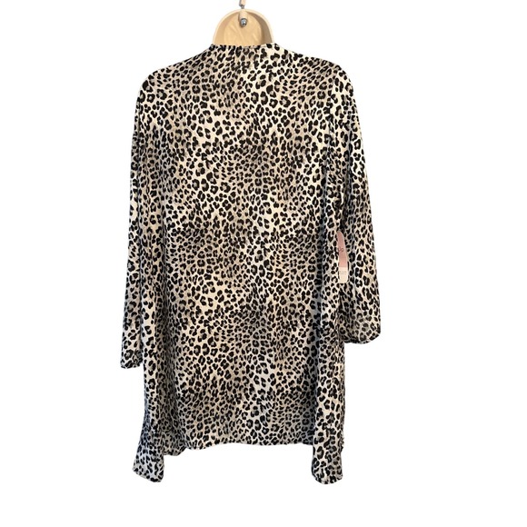 Dress Up Open Front 3/4 Sleeve Blouse Leopard Print Black/White Large NWT - Picture 2 of 9